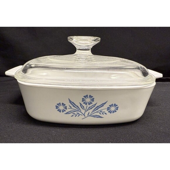 Corning Ware White Square Blue Cornflower Casserole Dish